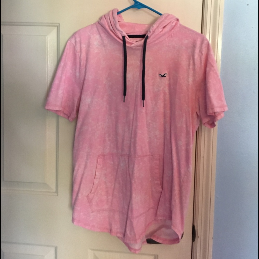 Hollister Pink Tye-Dyed Short Sleeve Hoodie